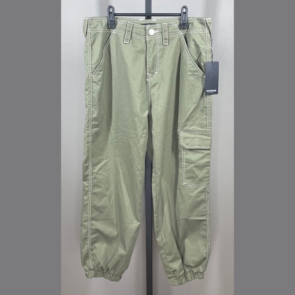 NEW True Religion Pants Womens 30 green Bobbi cargo jogger designer casual baggy - Picture 1 of 11